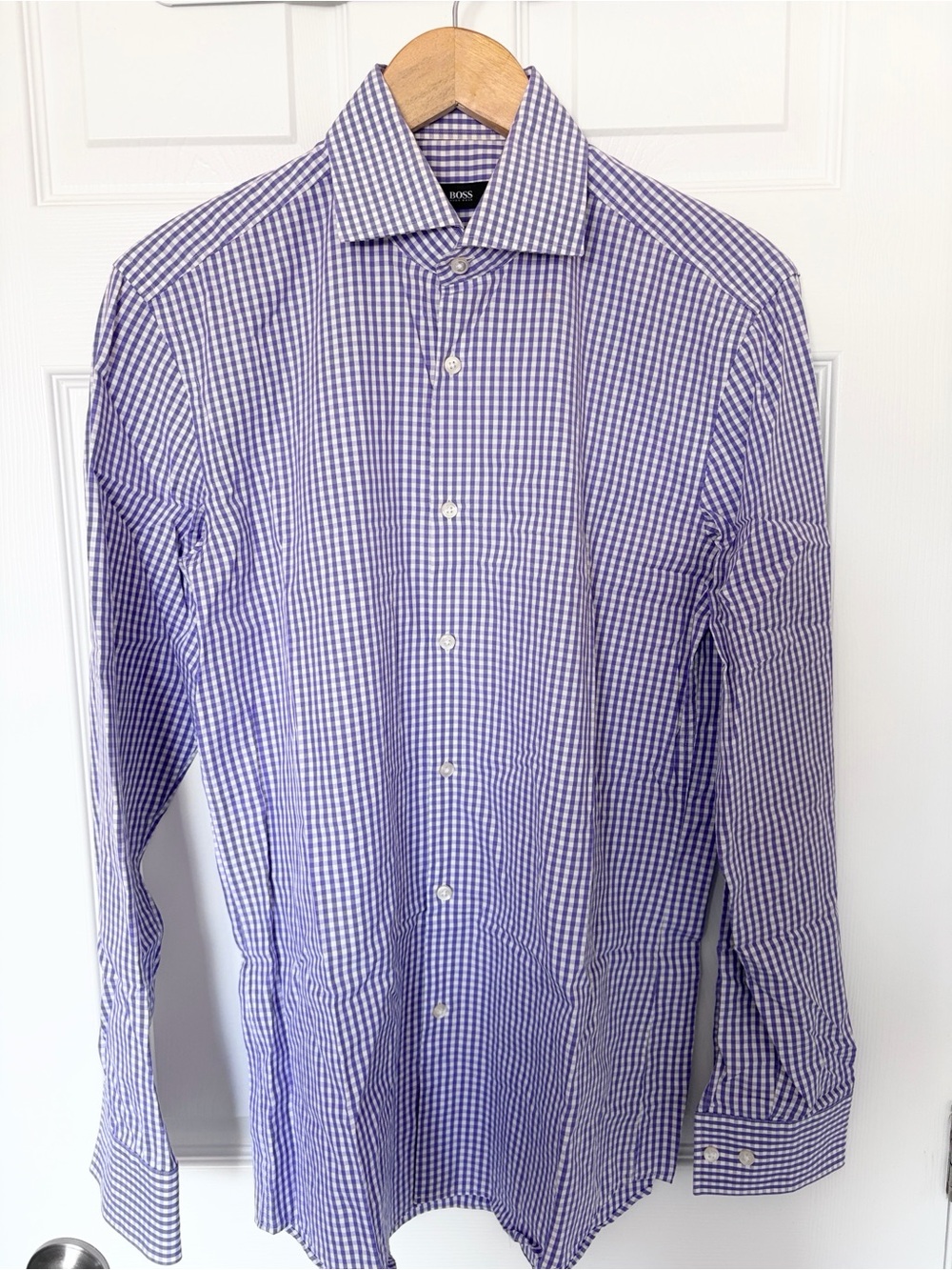 Hugo Boss Purple Gingham Dress Shirt
